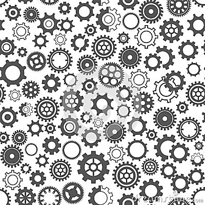 Seamless pattern with the image of various gears. Vector Illustration